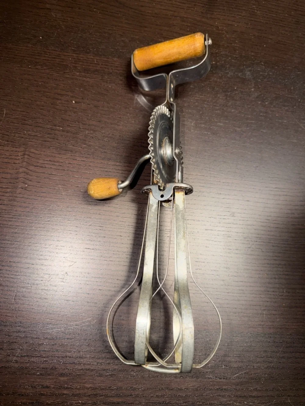 Vintage Hand Crank Egg Beater - Wood Handle